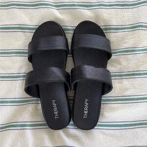 Women's Black Slide Strappy Sandals